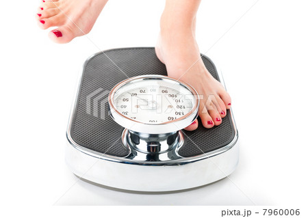 Young woman standing on a scale 7960006