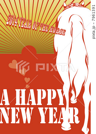 2014年賀状_馬バック 7961391
