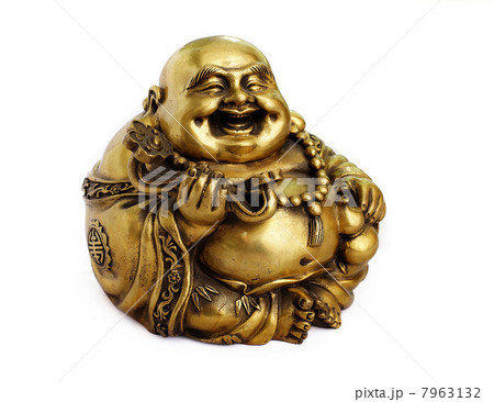 Statuette of Hotei (Buddha) on the white background 7963132