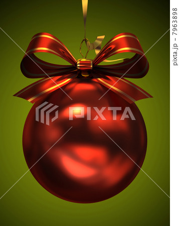 Red christmas ball isolated on green background Red christmas ball isolated on green background 7963898