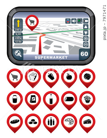 GPS navigator with the pointer supermarket. 7971471