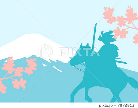サムライと富士山のイラスト素材