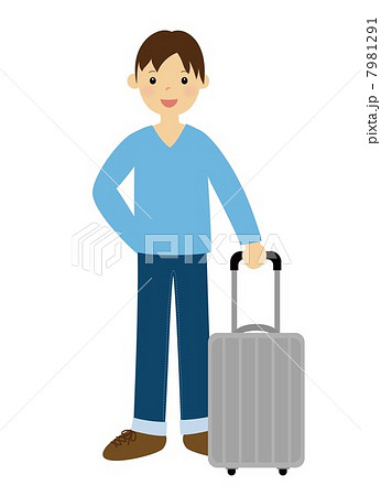 スーツケースを持つ男性のイラスト素材