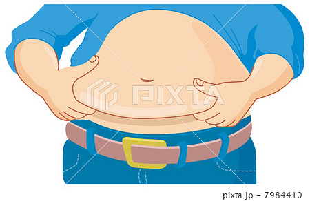 メタボなお腹をつまむ男性のイラスト素材