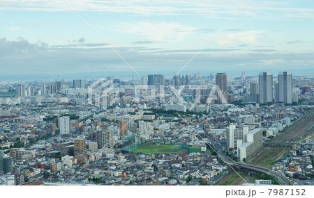 都市の眺望・横須賀線の上をクロスする府中街道・武蔵小杉高所より横位置 7987152