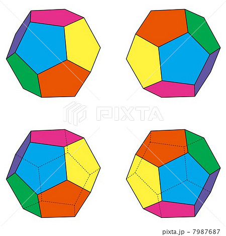 4つのパターンの正十二面体セットのイラスト素材