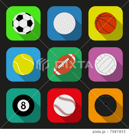 Sport balls flat icons set 7987855