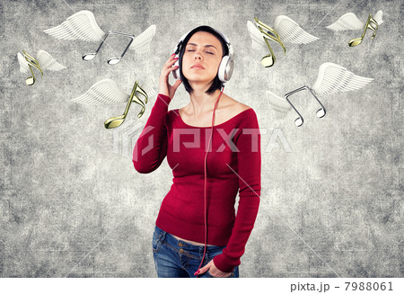 Girl with earphones Girl with earphones 7988061