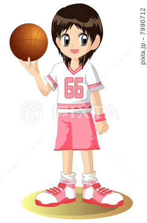 バスケットボールをする女の子のイラスト素材