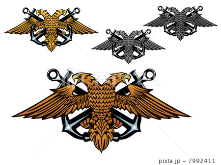 Heraldic eagle with a sea anchor in claws 7992411