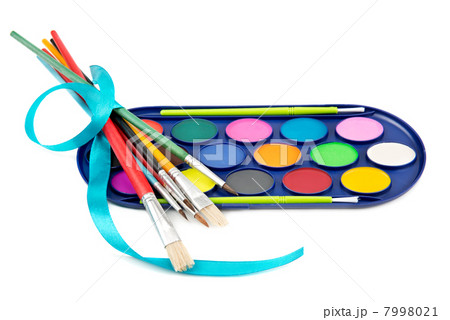 kit of watercolor paints and brushes for painting kit of watercolor paints and brushes for painting 7998021
