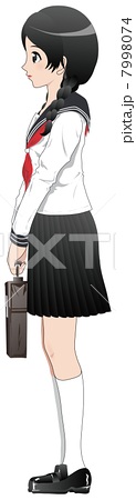 女子学生 セーラー服 白 横のイラスト素材 [7998074] - PIXTA