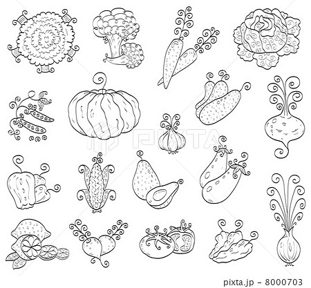 Doodle fruits, vegetables Doodle fruits, vegetables 8000703