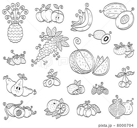 Doodle fruits, berries Doodle fruits, berries 8000704