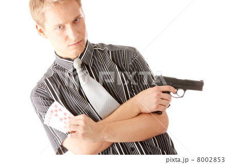 Young poker player with gun 8002853