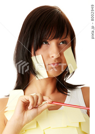 Woman with yellow sticky notes Woman with yellow sticky notes 8002949
