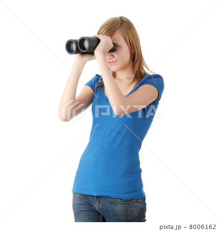 Teen girl with binocular Teen girl with binocular 8006162