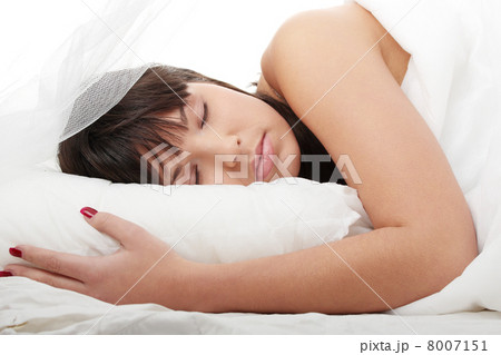 Brunette in bed sleeping Brunette in bed sleeping 8007151