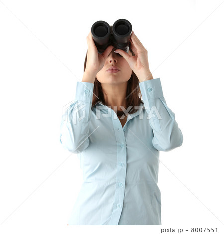 Business woman looking through binocular 8007551