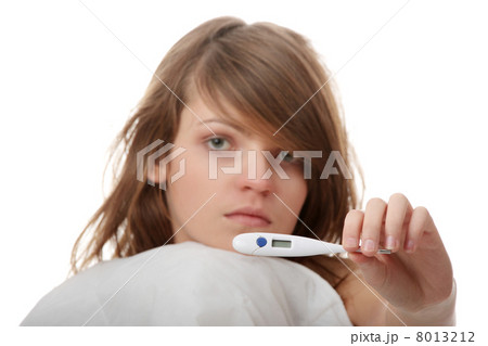Young ill girl in bed 8013212