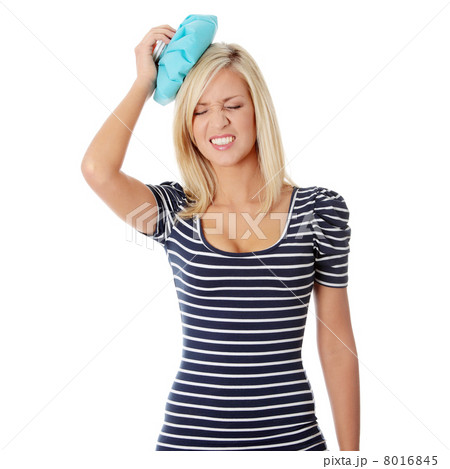 Woman with ice bag 8016845