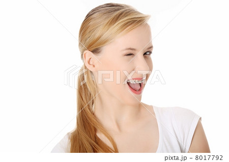 Young student woman with big smile blinking. Young student woman with big smile blinking. 8017792
