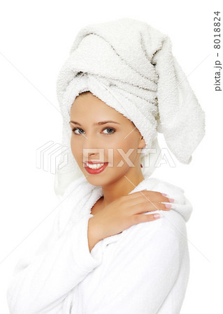 Young beautiful woman in bathrobe 8018824