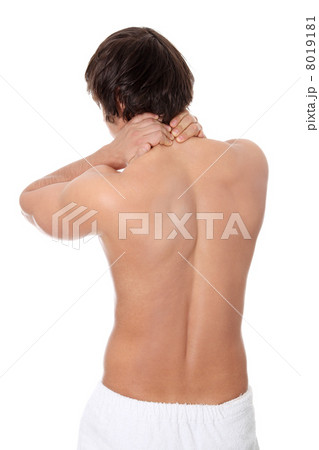 Young man heaving back pain. Young man heaving back pain. 8019181