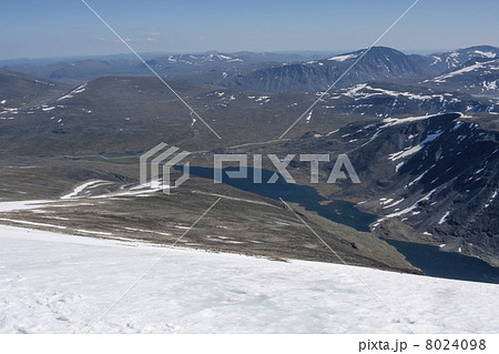 Ovre and Nedre Steinbuvatnet lake (seen from Glittertind mountai 8024098