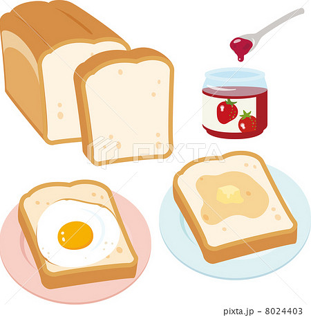 バターを塗った食パンと目玉焼きを乗せたトーストのイラスト素材