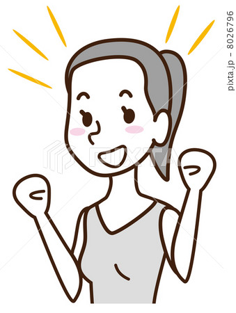 ガッツポーズ ポニーテールの女性 ガッツポーズ ポニーテールの女性 8026796