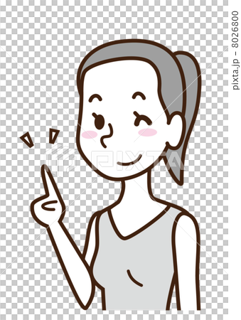 指差し　ポニーテールの女性 8026800