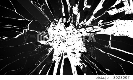 Shattered glass: Pieces of broken glass on white 8028007