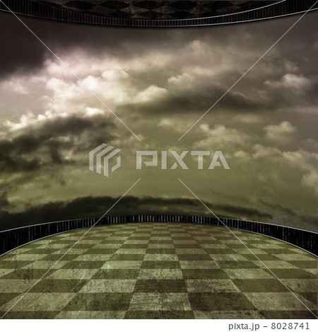 grunge room background with a wall in clouds grunge room background with a wall in clouds 8028741