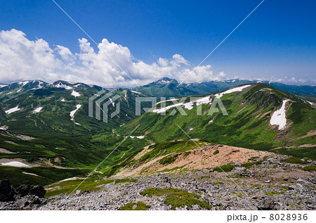 黒部五郎岳・三俣蓮華岳・祖父岳（北アルプス・鷲羽岳より） 8028936