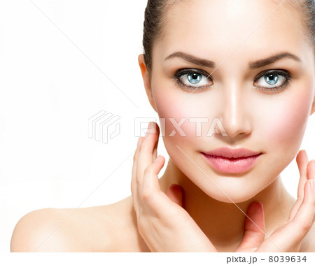 Beauty Portrait. Beautiful Spa Woman Touching her Face Beauty Portrait. Beautiful Spa Woman Touching her Face 8039634