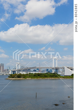 青空が広がるお台場海浜公園とレインボーブリッジ 青空が広がるお台場海浜公園とレインボーブリッジ 8042885