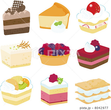 9種類のショートケーキのイラスト素材