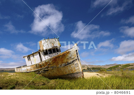 座礁して長年放置された船 8046691