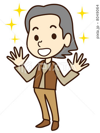 嬉しい驚き　長髪の男性 8049064