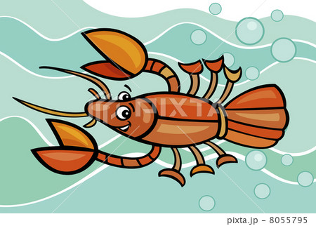 happy crayfish cartoon illustration 8055795