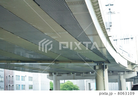 2013.8月現在・カーブする首都高速6号向島線の高架裏・茅場橋から横位置 8063109