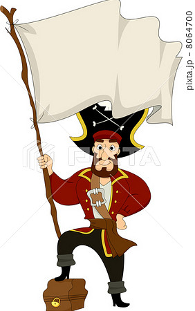 Pirate with Treasure Chest and Pirate Flag 8064700