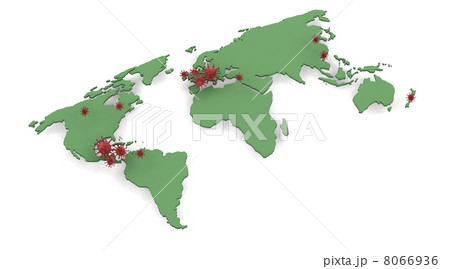 map depicting locations of H1N1 swine flu outbreak 8066936