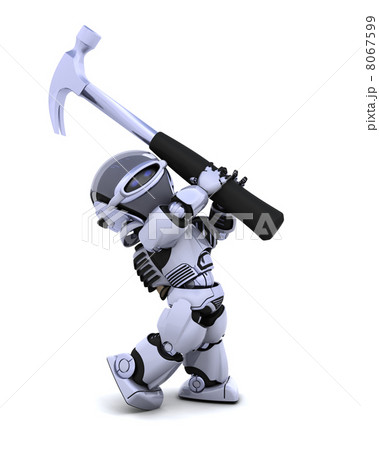 robot with hammer robot with hammer 8067599