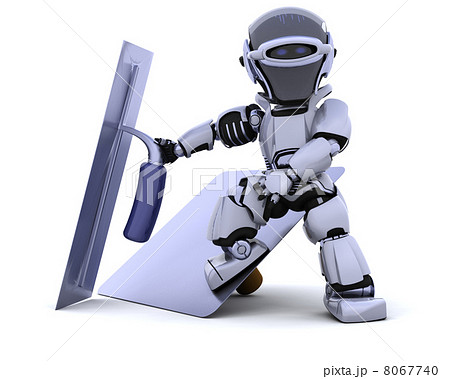 robot with plastering tools [hawk and trowel] 8067740