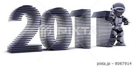 Robot presenting 2011 for new year Robot presenting 2011 for new year 8067914