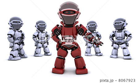 red robot leading a team 8067923