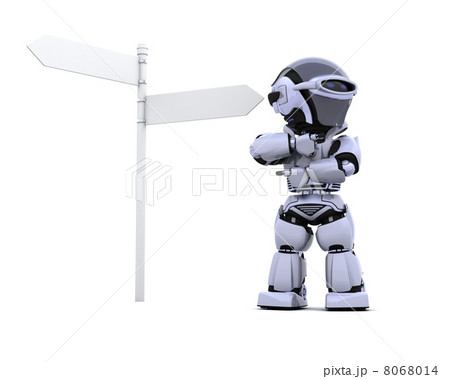 robot at a signpost 8068014