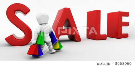 3D render of a man shopping in the sale 8068060